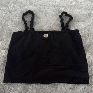 Forever 21 Black Camisole with Daisy Accent